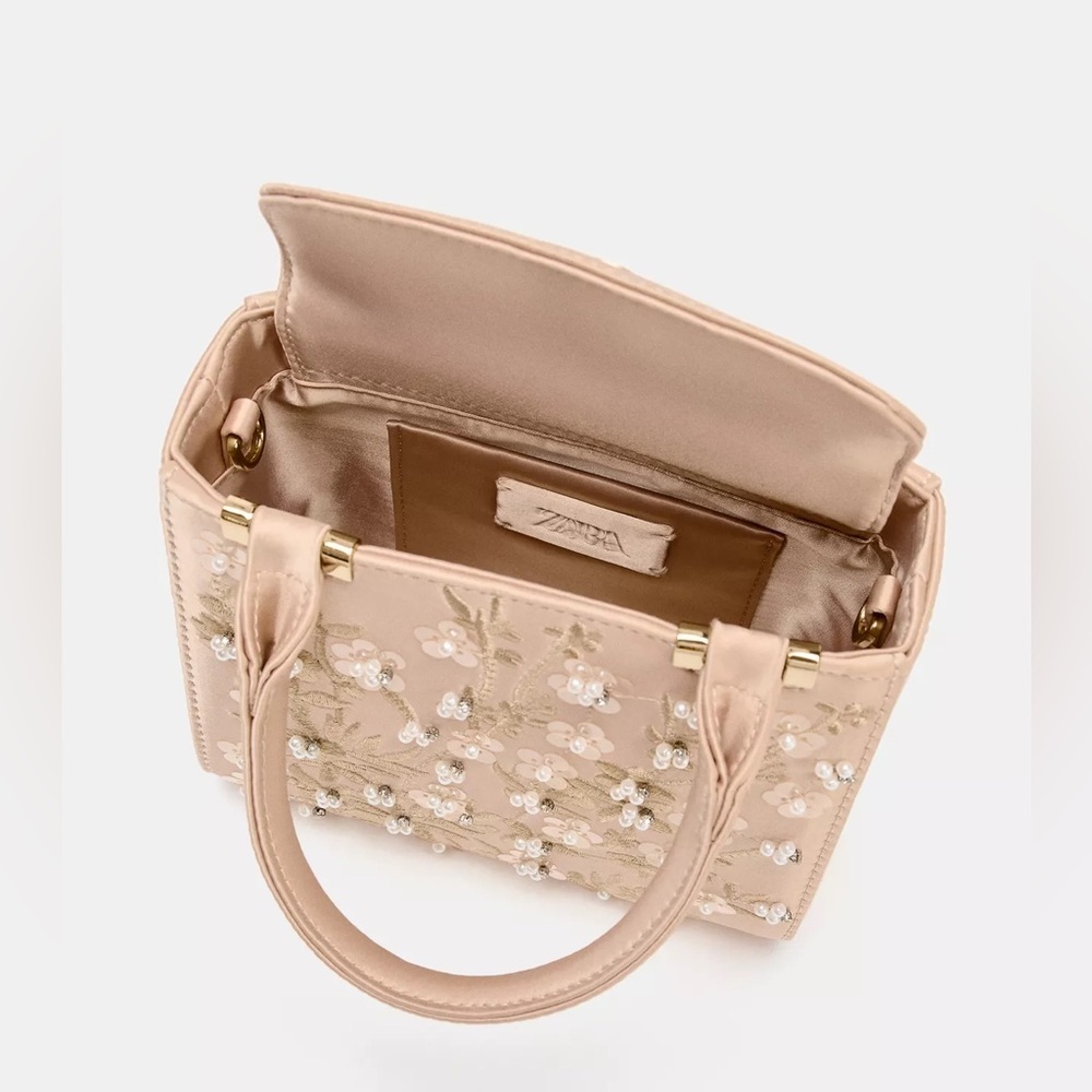 ZARA EMBROIDERED BEADED STRUCTURED HANDBAG BRIDAL - Picture 4 of 4